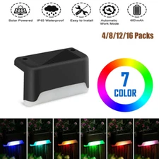 4/8/12/16x Solar Deck Lights Outdoor Waterproof LED Steps Lamps Color Changing