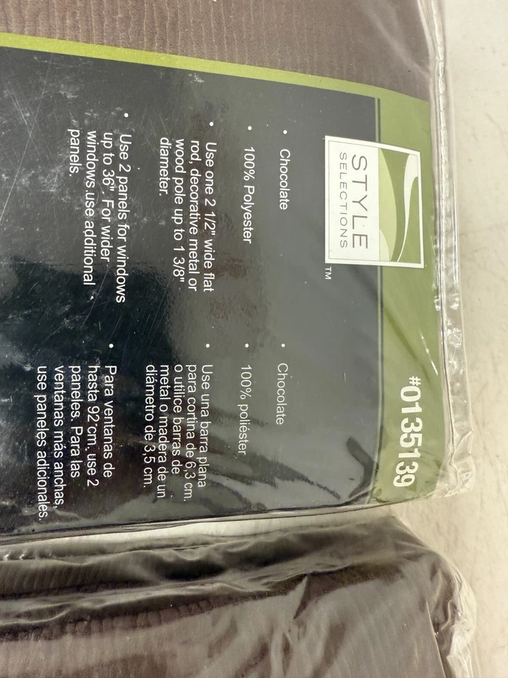 2 Style Selections Sonia Chocolate/Brown Blackout Curtain Panel 50"x84" #0135139 - Image 4 of 4