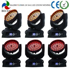 BECEN 36x18W rgbwa uv 6in1 Led Wash Zoom Moving head light dj stage 6pcs