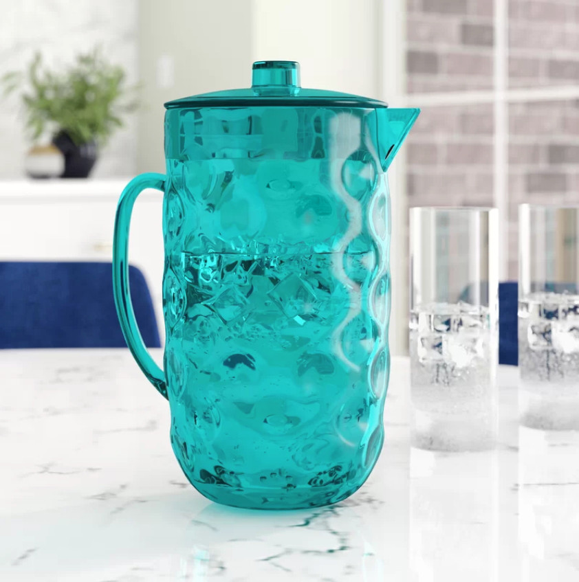 80 oz Blue Acrylic Plastic Pitcher w/ Lid BPA Free, great for Iced Tea and Juice