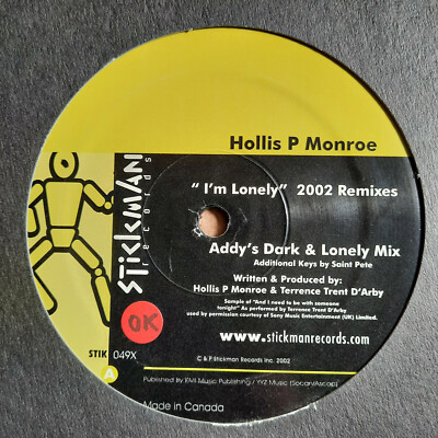 Hollis P Monroe - I'm Lonely / 12'' Vinyl Canada Press - Rare House Mixe
