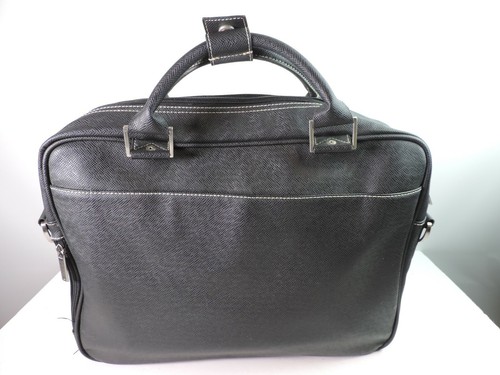 Kenneth Cole Reaction Laptop Black Faux Leather Bag Brief Case Multi Pockets - Afbeelding 4 van 10