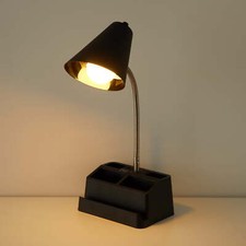Mainstays 15" Organizer Desk Lamp, Black, with USB Port and AC Outlet