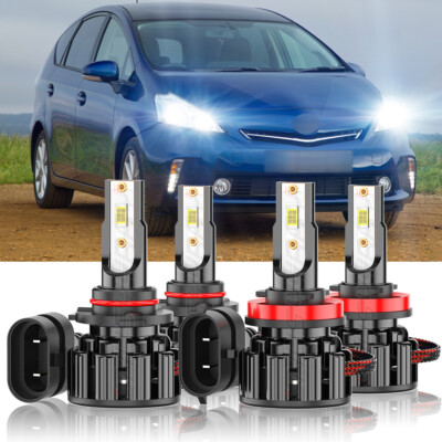 For Toyota Prius 2010-2015 4x Bombillas delanteras LED Kit de luces bajas altas