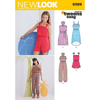 Simplicity Sized for Tweens Easy Pattern 6389 Girls Sundress and Romper Sizes...