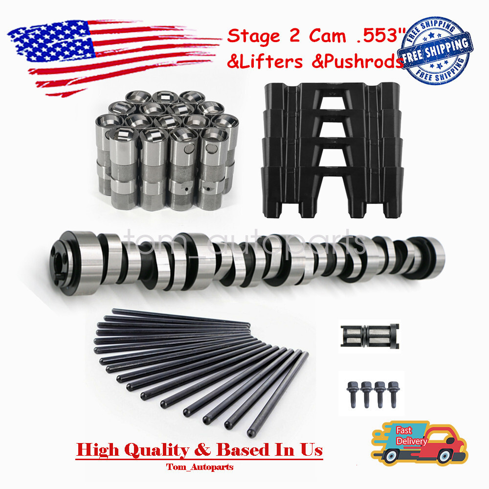 LS Stage 2 Cam Low Lift Pushrods Lifters Kit For Chevy LS Truck 4.8 5.3