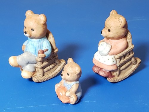 Vintage Homco Keramik Bären in Schaukelstühlen 3er Set # 1470 - Bild 2 von 7