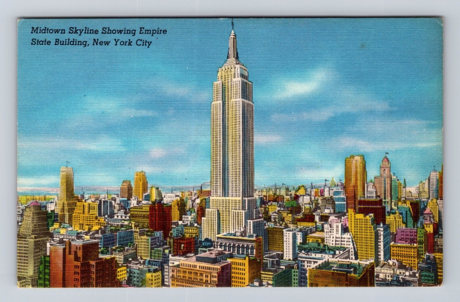 Vintage NYC Skyline Postcard Featuring Midtown Empire State Building