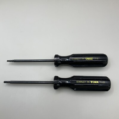 2 Stanley Torx Screwdrivers T-15 And T-20 
