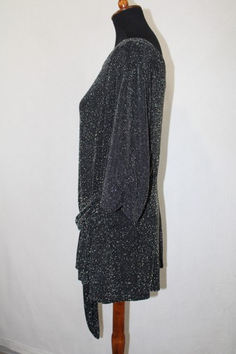 Dressbarn Collection Sz 22/24 Black Sparkle Long Sleeve Stretch Tunic Tie Sash - Picture 5 of 7