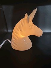 Unicorn Ceramic Night Light Table Lamp Figurine White Cord Works  Excellent 