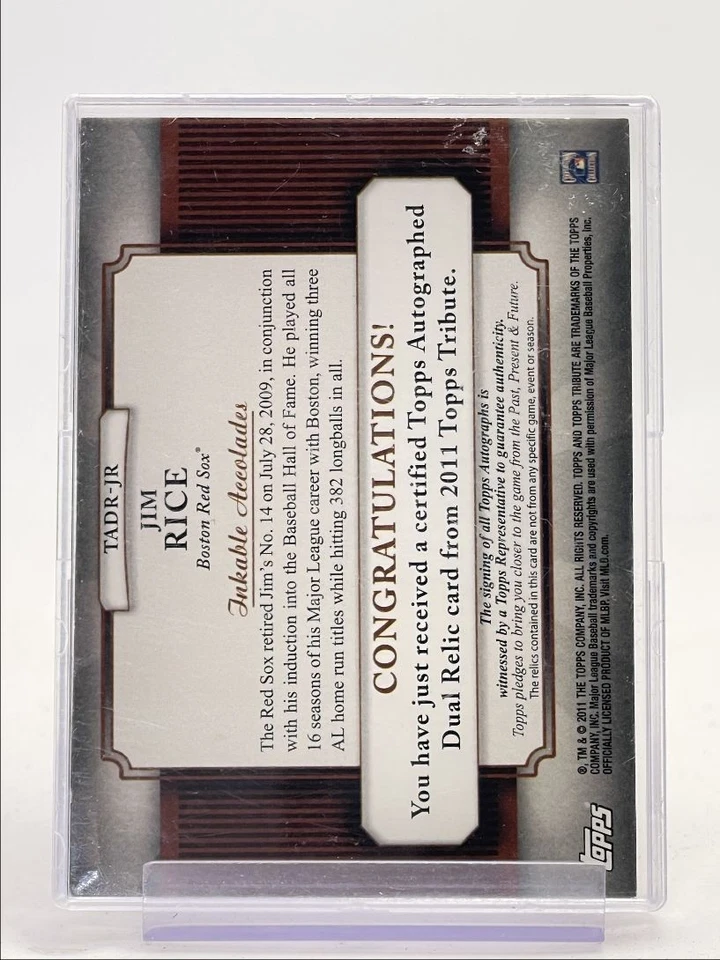 JIM RICE 2011 TOPPS TRIBUTE DUAL BAT AUTOGRAPH GREEN AUTO /75 Q1934 - Image 2 of 2