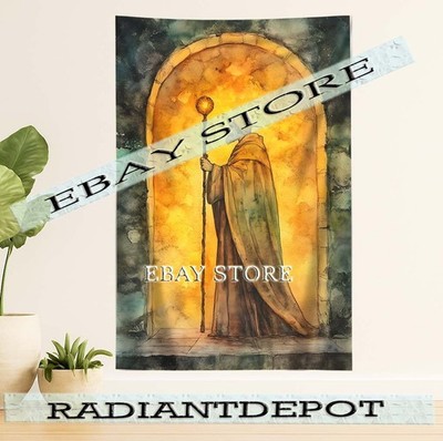 lantern pilgrim tapestry medieval enchanted decor wall hanging 59X82 in