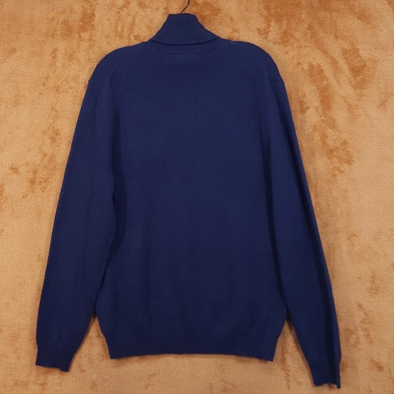 Suéter BLOOMINGDALES Para Hombre Grande Azul Marino Pullover Cuello Alto 100% Cachemira Foto 3 de 4