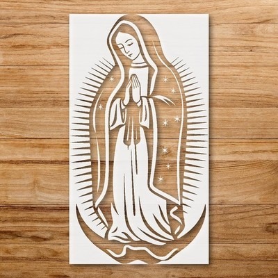 Ornate Virgin Mary Wall Art Stencil for Spiritual Home Decor - StencilAir