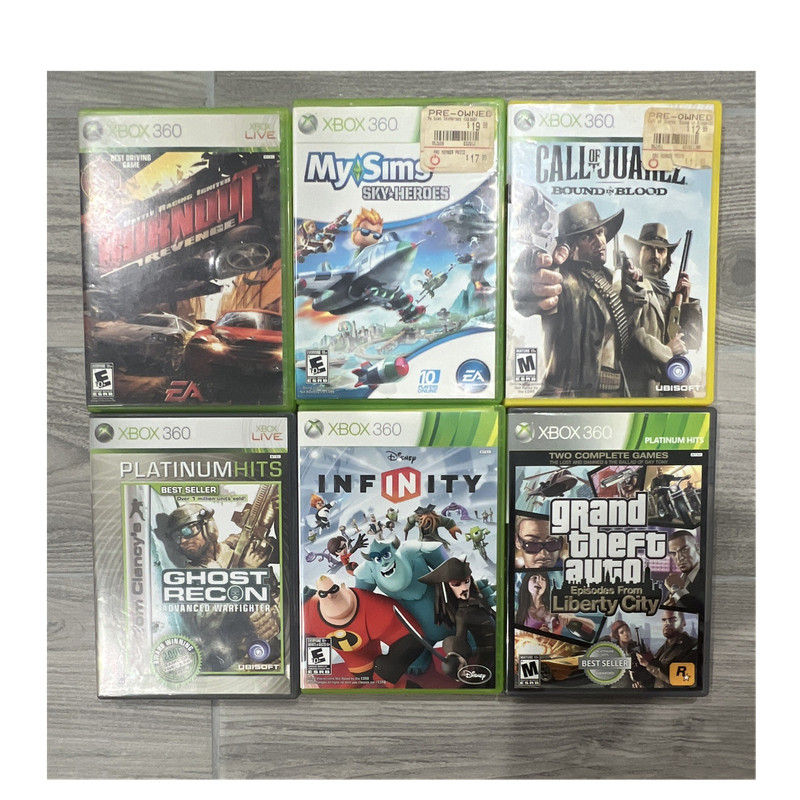 Xbox 360 Game Lot (6) Burnout Revenge, GTA IV Liberty City, Ghost Recon A W
