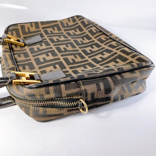Auth Used EX+ FENDI Zucca 2way Handbag Canvas Leather Brown Condition - Picture 7 of 24