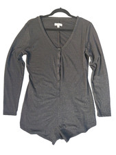 Colsie Womens Romper Medium Black Metallic Button Front Long Sleeve