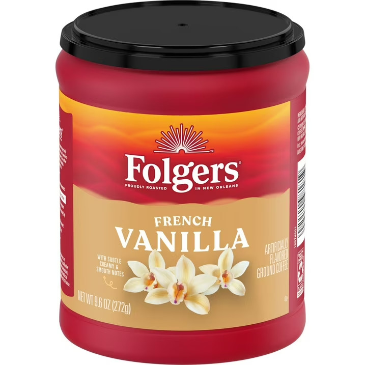 Folgers French Vanilla Artificially Flavored Ground Coffee, Medium Roast, 9.6 oz
