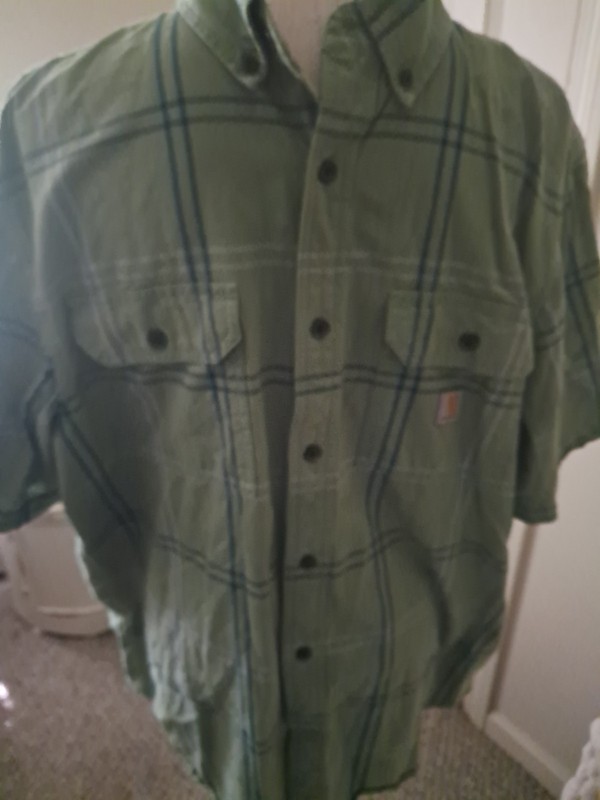 Mens Carhartt Short Sleeve Plaid Shirt Loose Fit Size Large