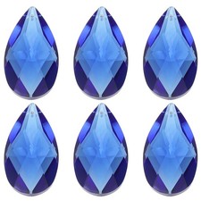 K9 Crystal Pendants Teardrop Beads, 6 Pack 50mm Chandelier Prisms DIY, Dark Blue