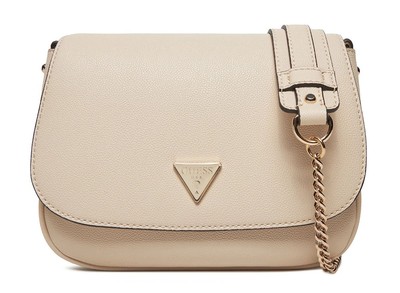 Guess Fedora Flap Shoulder Womens Bag Faux Leather In Invory