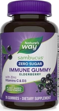 Nature's Way Sambucus Zero Sugar Immune Gummies, Daily Immune Support*, Black C,