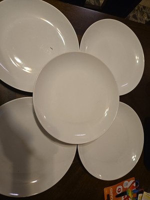 Threshold By Target Set Of 5 White Coupe Dinner Plates 10-3/8 Porcelain UPC