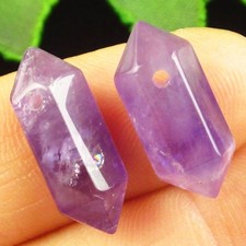 2pcs Faceted Natural Amethyst Pendulum Pendant Bead 21x8mm fH09030