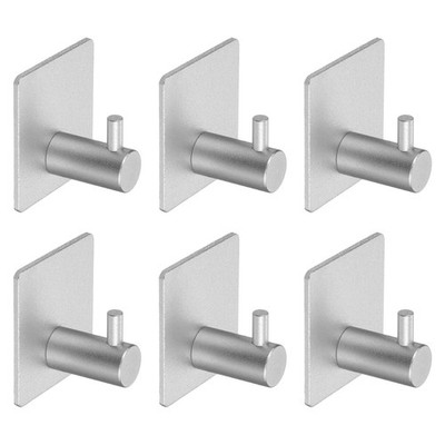 6 Pack Towel Hooks for Bathroom, Wall Hooks Self-Adhesive Square (White)