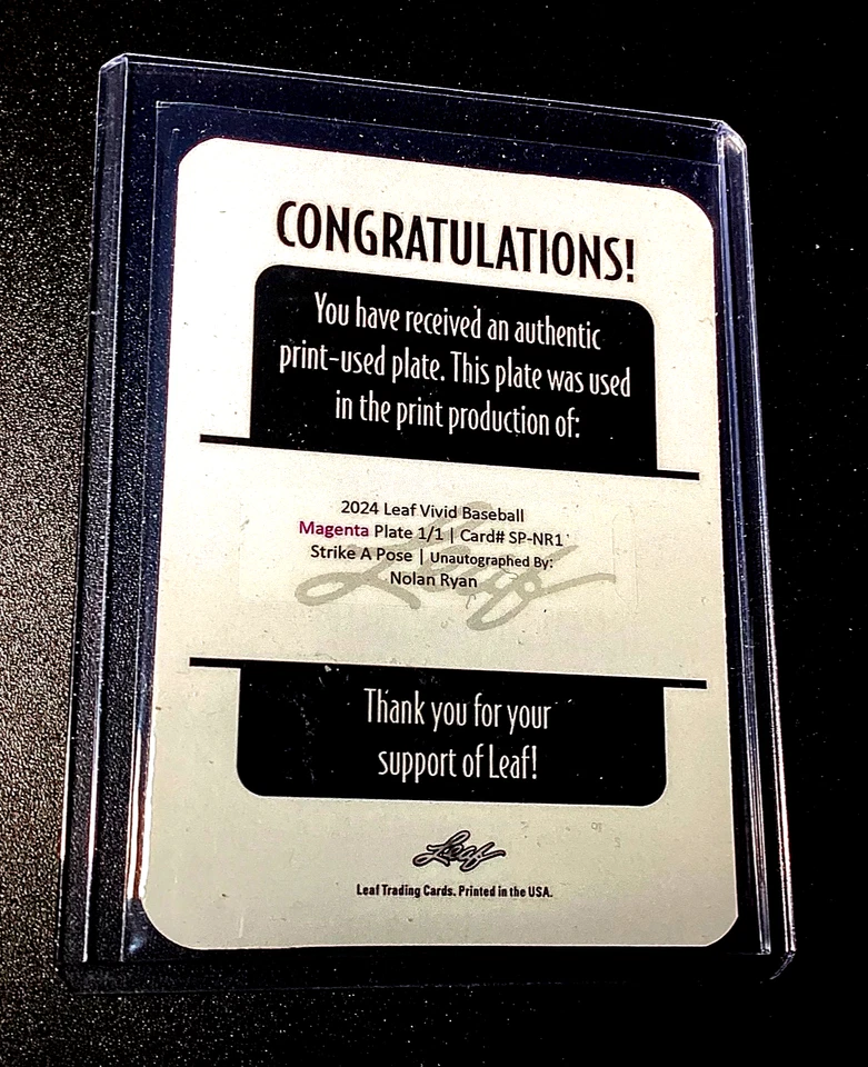 Placa de impresión vívida de hojas Nolan Ryan 1/1 2024 SP béisbol 1 de 1 rara solo 1 loca Foto 2 de 4