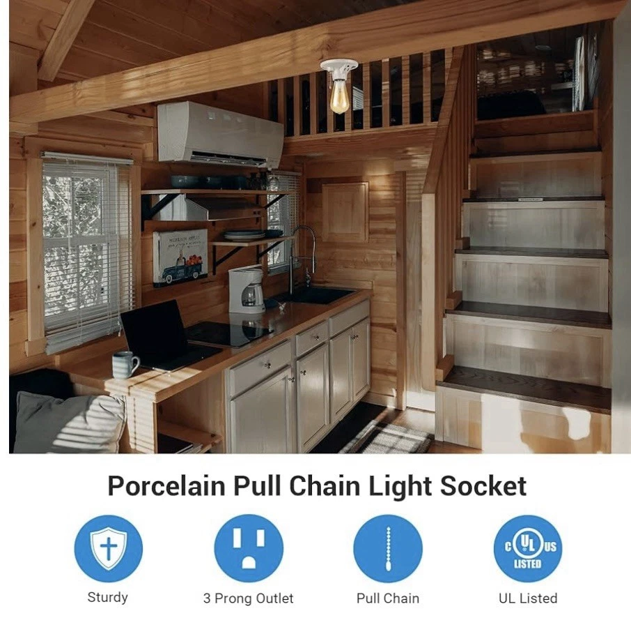 2 Pack  Light Socket with Grounded Outlet, E26/E27 Base - Image 2 of 4