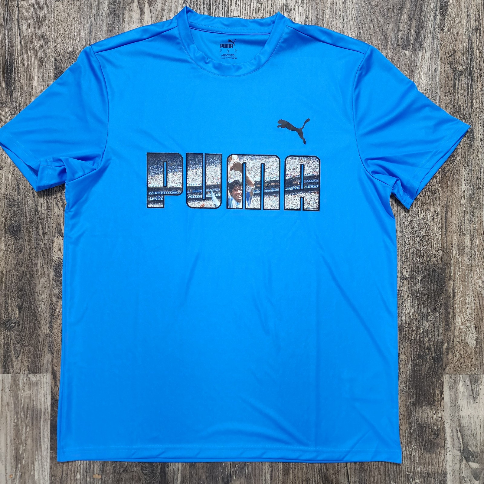 1986 Puma Argentina T Shirt Diego Armando Maradona Men L Mexico World Cup Blue