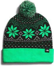 THE NORTH FACE Ski Tuke Pom Beanie Adult Hat TNF Black/Chlorophyll Green Unisex