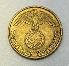 1937-E Germany 10 Reichspfennig Pfennig Better Date/Mint KM#92 Third Reich Coin