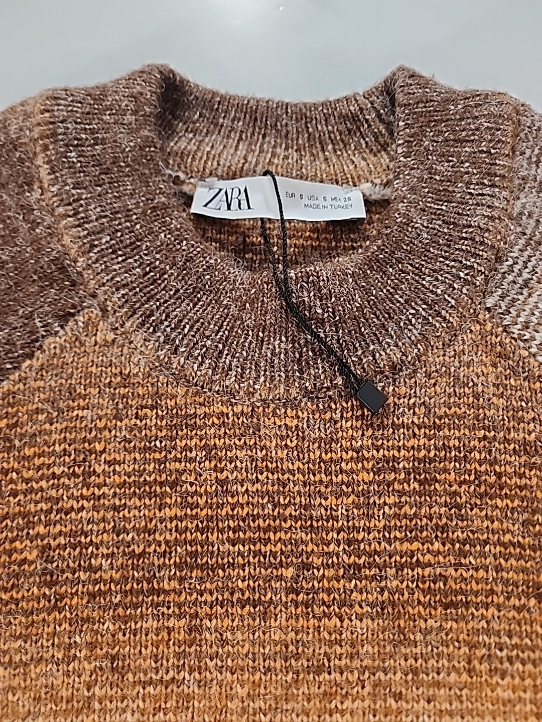 Zara Brown Orange Boho Fringe Cropped Blogger Favorite Western Sweater Small thumbnail 3