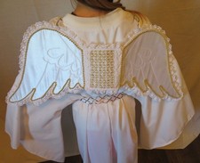 ANGEL COSTUME with Wings and Halo KIDS Sz 6-10 Handmade Gown w/BELL SLEEVES