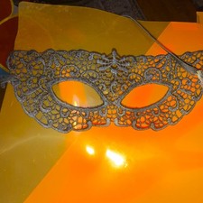 Gray Lace Venetian Masquerade Eyemask, One Size Adjustable Adult Unisex
