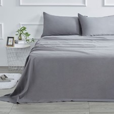 400 Thread Count Cotton Queen Size Sheet Set Gray Color 4 Piece - 100 Long St