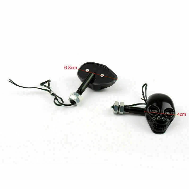 4Pcs Black Skull Motorcycle LED Turn Signals Lamp For Harley / Ducati / BMW . Foto 4 de 4