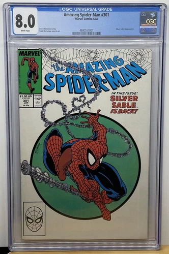 Amazing Spider-Man 301 1988 CGC 8.0 VF Iconic Todd McFarlane Cover White Pages
