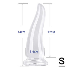 Clear Anal Plug OX Horn Dildo Anus Prostate Dilator Beads Massager Butt Plug Suc
