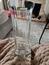 Clear Glass Ribbed Vase 10.5" Tall