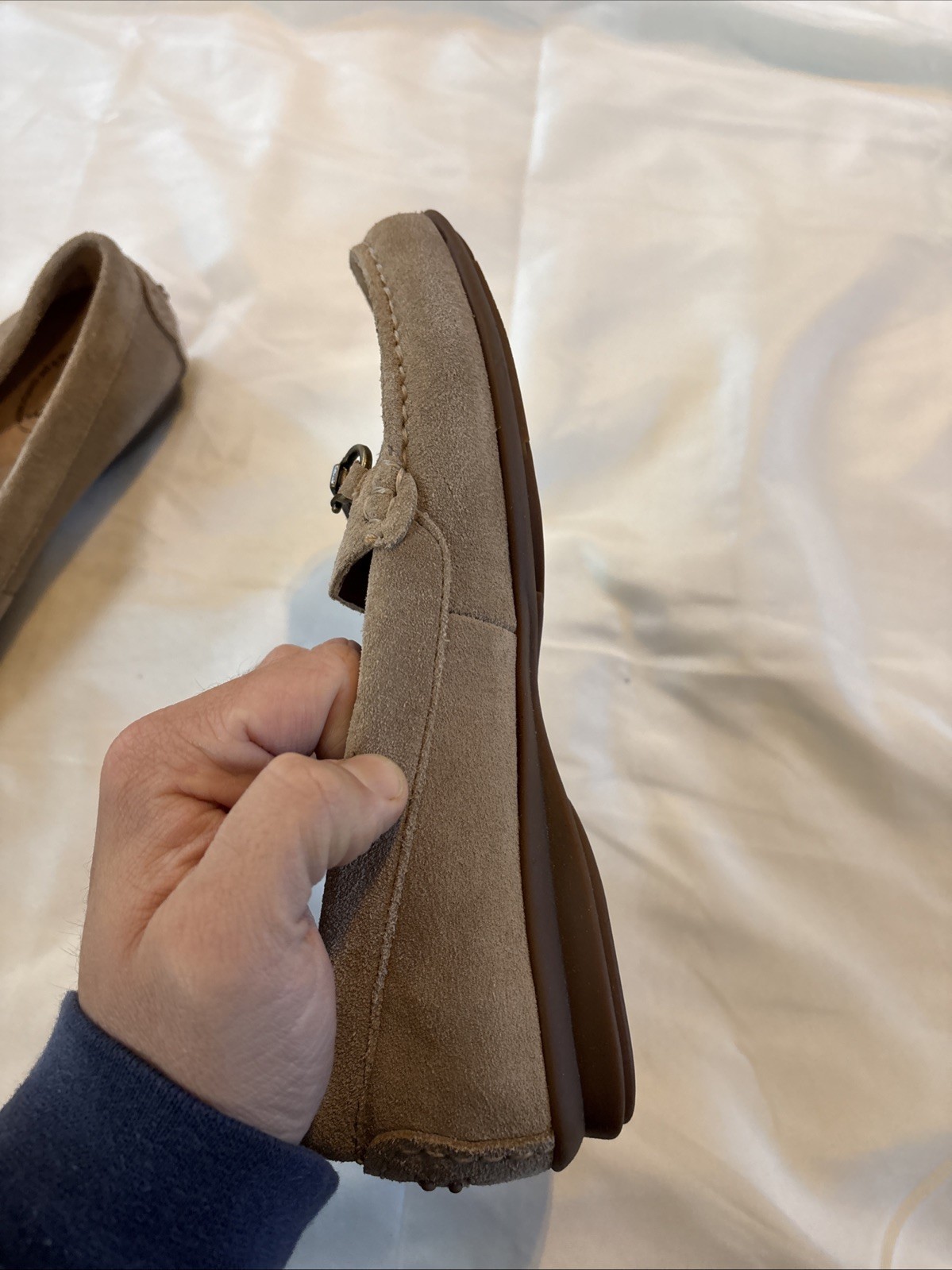 TAOS Bit Moc WOMENS 7.5 Suede Driving Moccasin Shoes Mushroom Brown