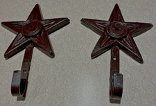 Pair of 2 Cast Iron Star Wall Hooks - REDUCED!!!