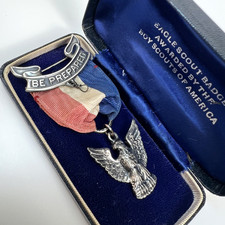 Vintage Eagle Scout Boy Scouts Medal Rank Badge 1950's Sterling Silver Award Pin