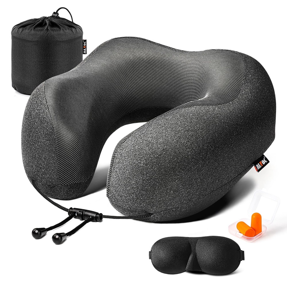Memory Foam Travel Neck Pillow for Comfortable & Breathable Support