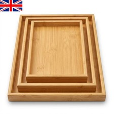 3PCS Wooden Trays Set Bamboo Serving Trays Food Platter for Eating Dinner