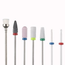7Pack Ceramic Nail Art Drill Bit With Base Gel Removal Pedicure Rotary Clean G