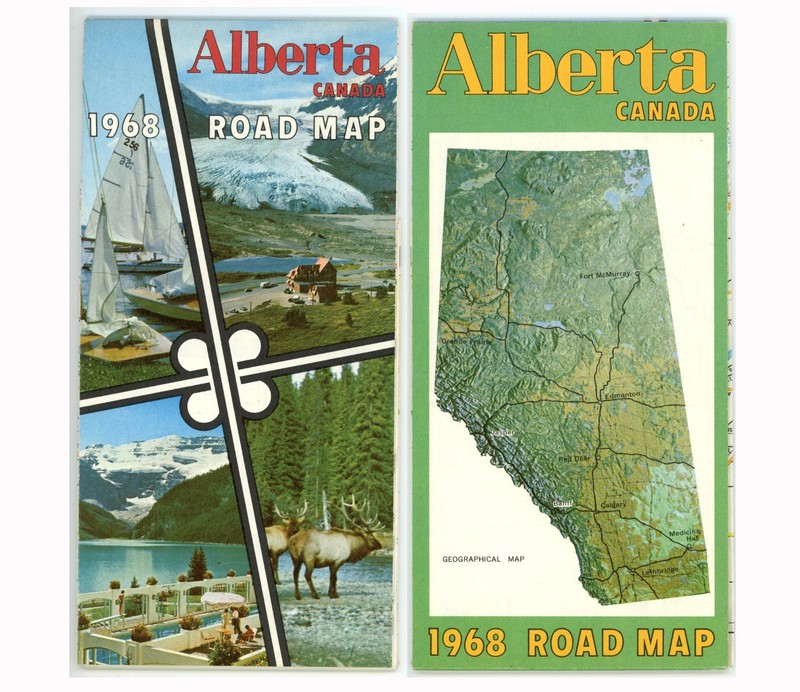 Vintage 1968 Alberta Canada Official Road Map